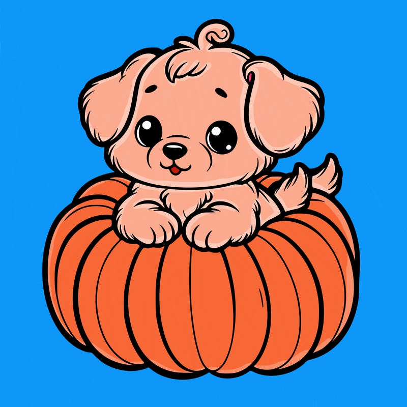 cute little puppy in a pumpkin