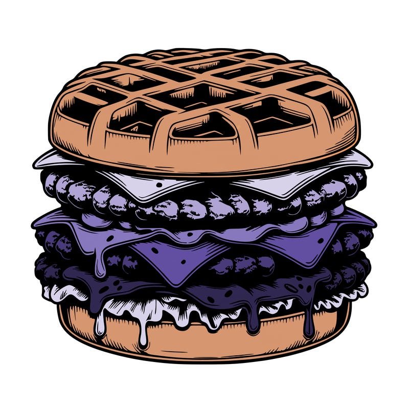 realistic waffle burger