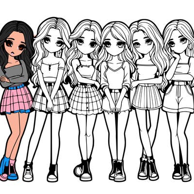 a group of girls realistic