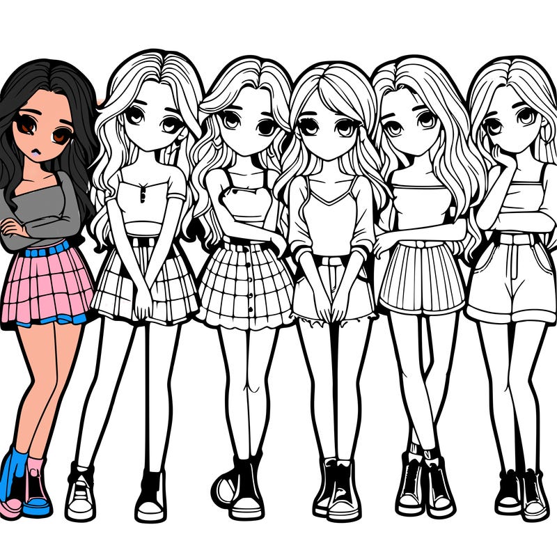 a group of girls realistic