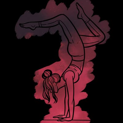 a woman doing a handstand