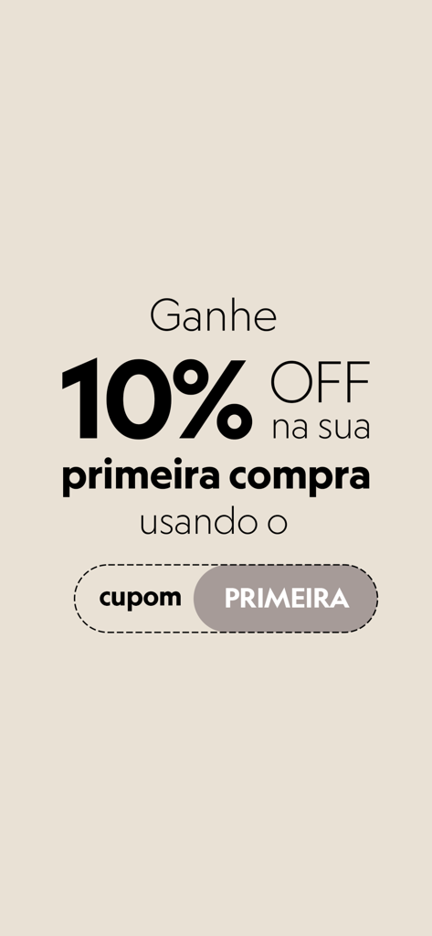 Una schermata dell'app C&A che offre uno sconto del dieci percento sul primo acquisto utilizzando il codice coupon PRIMEIRA