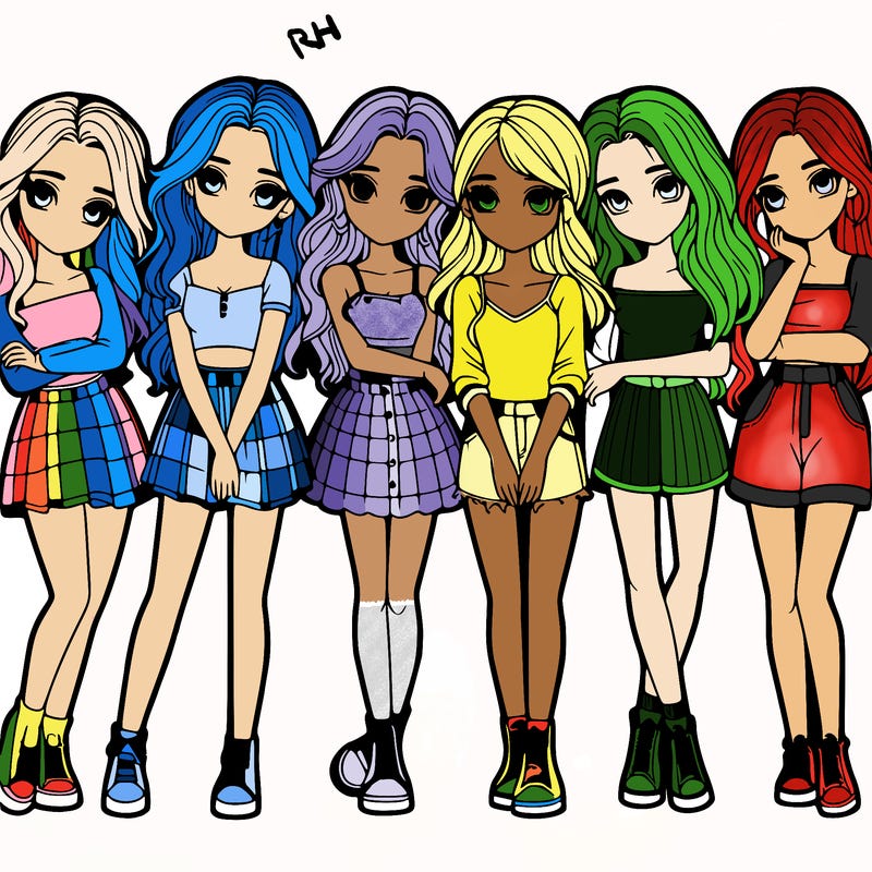 a group of girls realistic