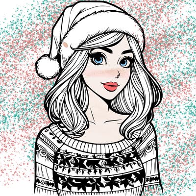 realistic lady in a christmas sweater