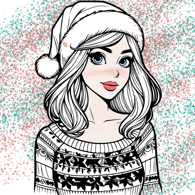 realistic lady in a christmas sweater