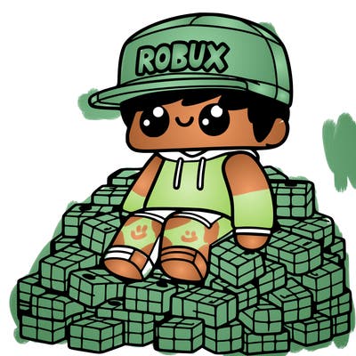 robux and someone is sitting on a lot of them