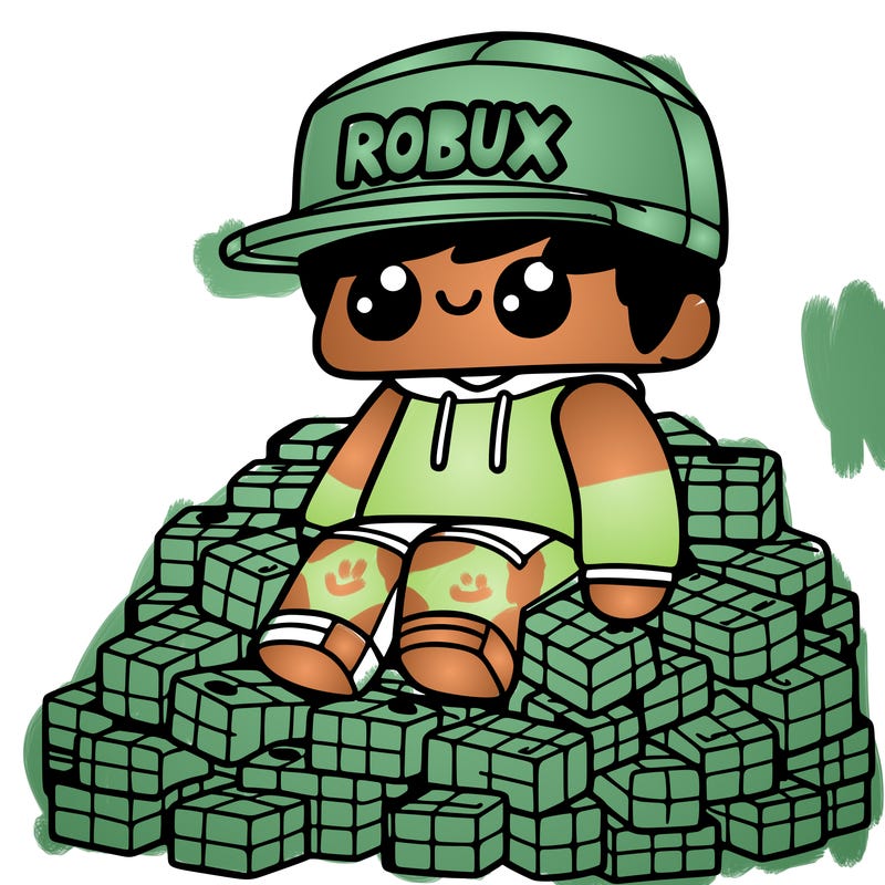 robux and someone is sitting on a lot of them