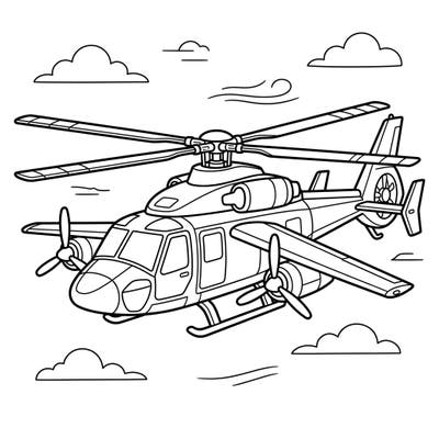 Ignite imagination with this thrilling Compound Helicopter coloring page, designed especially for young aviators. Kids can bring this unique aircraft, featuring special wings and propellers, to life with their favorite colors.