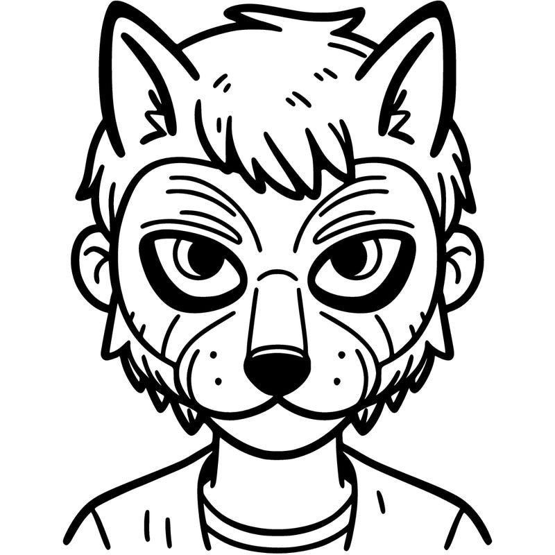 person with a wolf mask