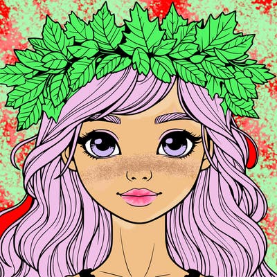 realistic girl with fall leaf crown