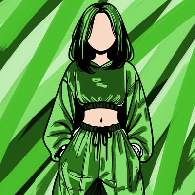 realistic girl faceless with baggy pants and a crop top