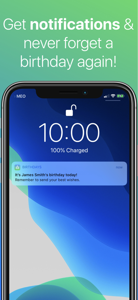 iPhone lock screen showing a birthday notification alert
