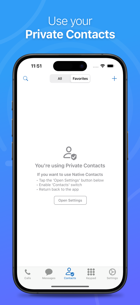 Smartphone screen displaying the Talkatone private contacts feature for secure communication