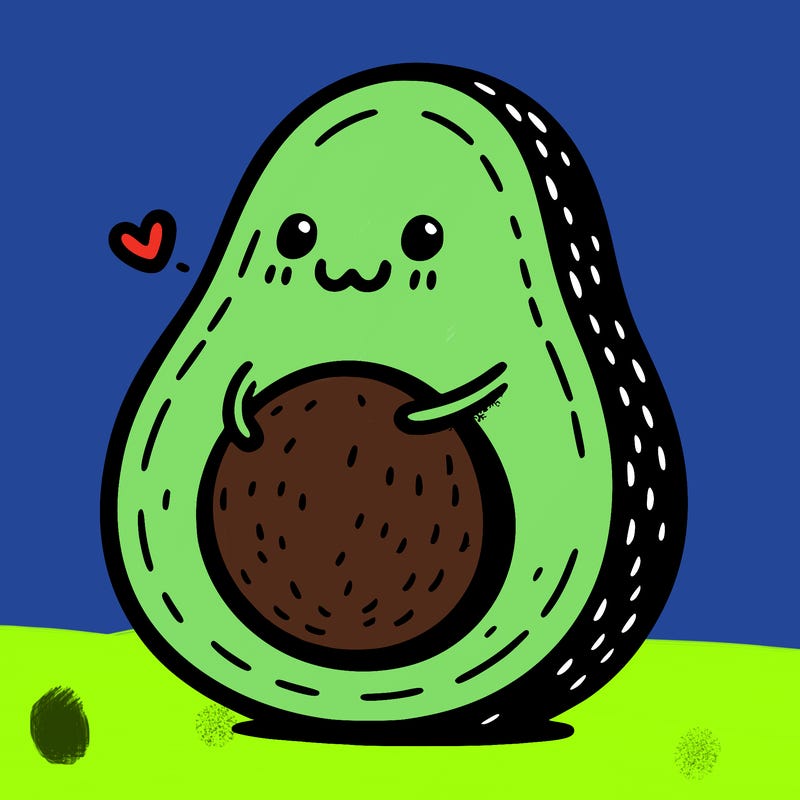 an avocado hugging an avocado