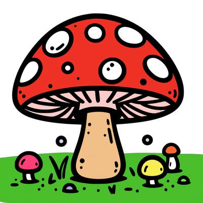 a mushroom with simple details to color