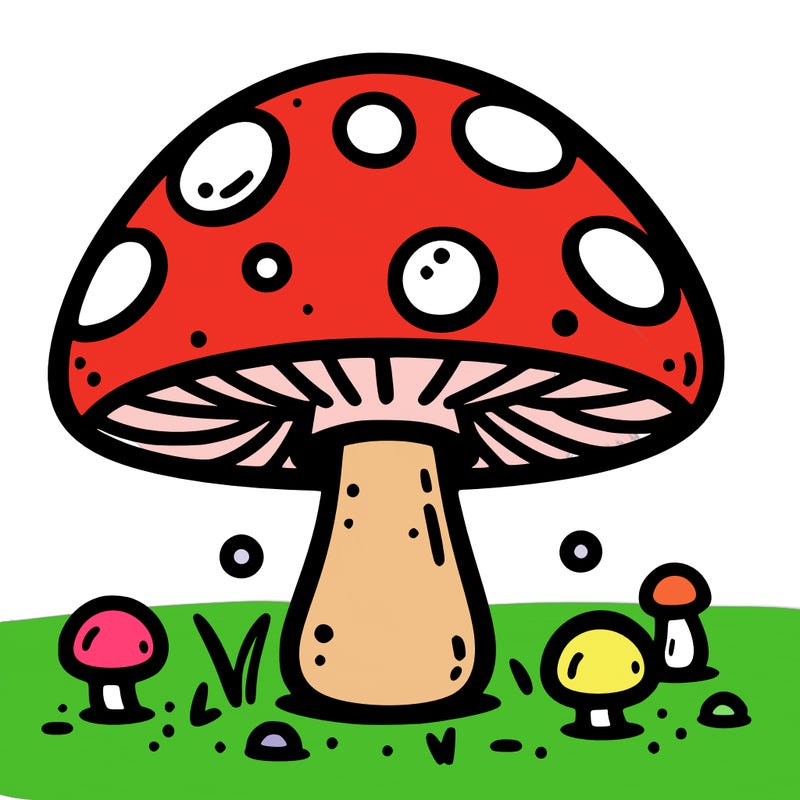 a mushroom with simple details to color