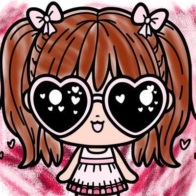 cute girl with heart sunglasses