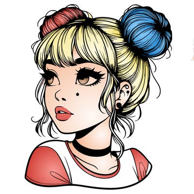 realistic girl with spacebuns