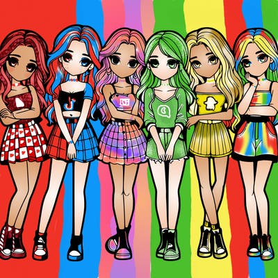 a group of girls realistic