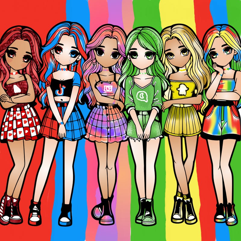 a group of girls realistic