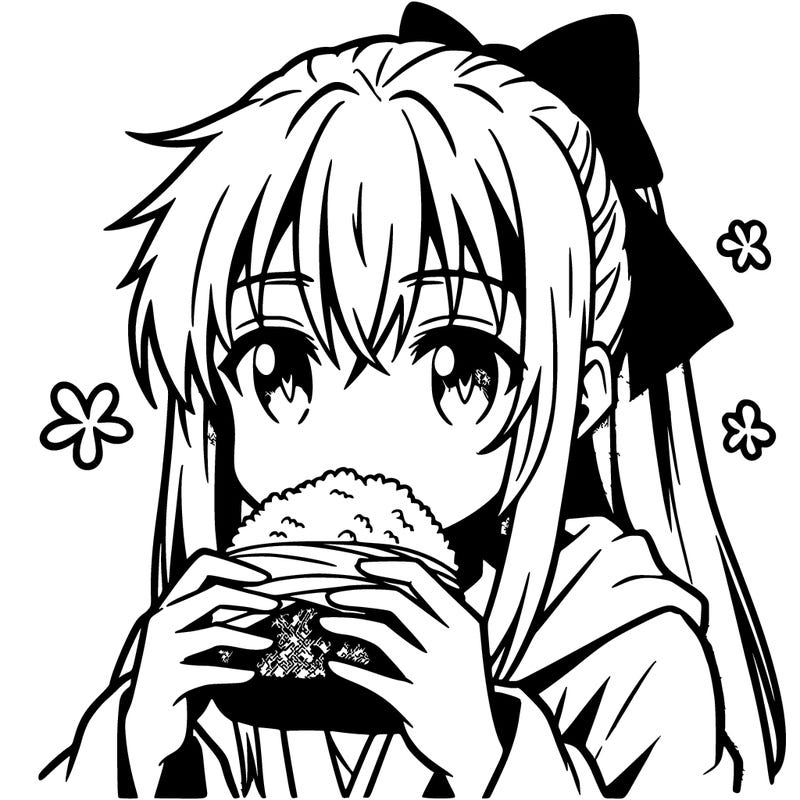 anime character eating onigiri