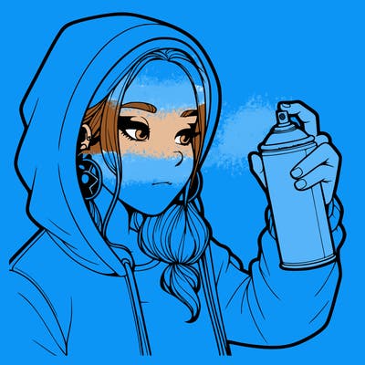 a realistic girl, spray painting