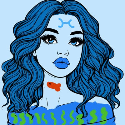 realistic girl with wavy hair and lips