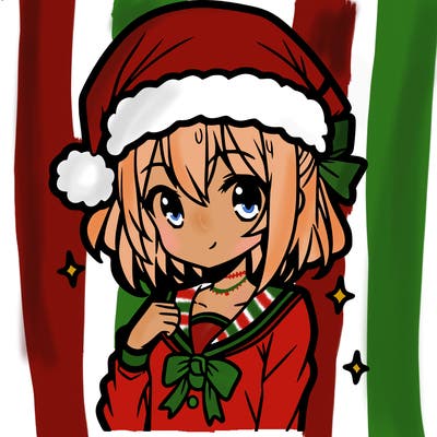 anime girl wearing a santa hat