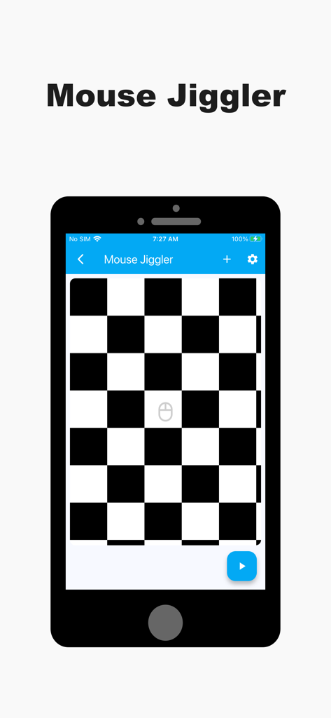 Bluetouch™ - Bluetouch app Mouse Jiggler screen showing a black and white checkerboard interface on a smartphone