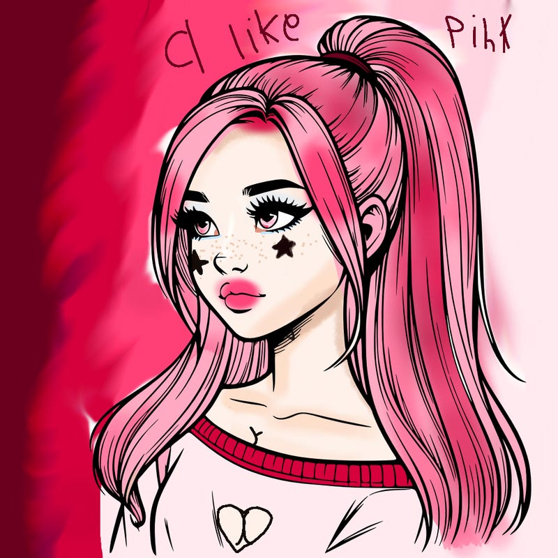 realistic girl with a high ponytail