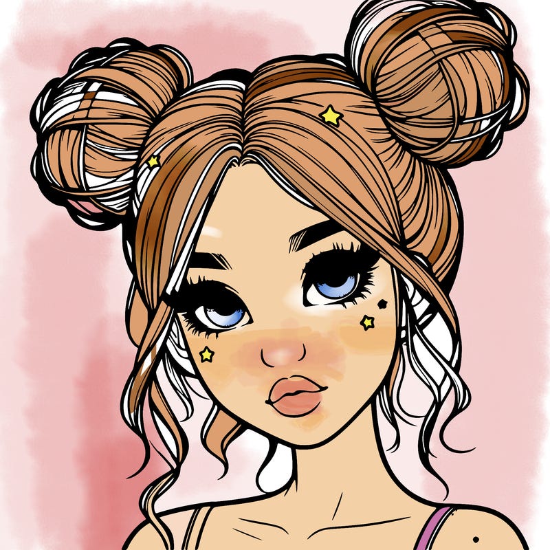 realistic girl with space buns