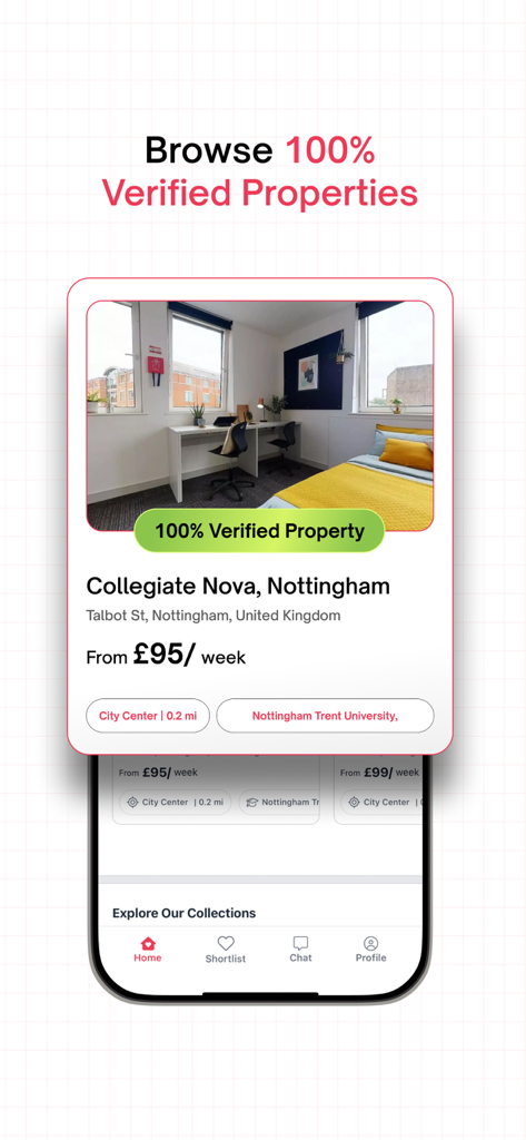 Amber: Student Housing & Apt - Amber app screen displaying a verified student property listing