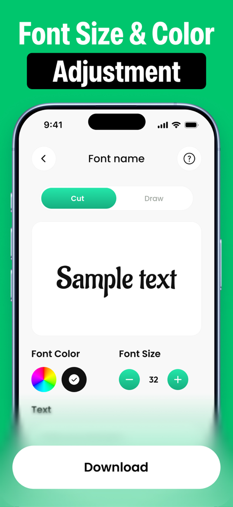 Mobile app interface for adjusting font size and color for Cricut Design Studio projects