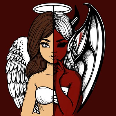 realistic angel half demon