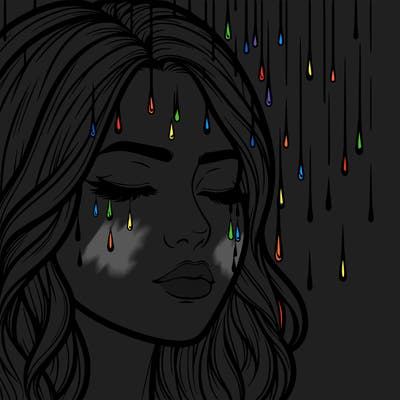 rain going over realistic woman’s face