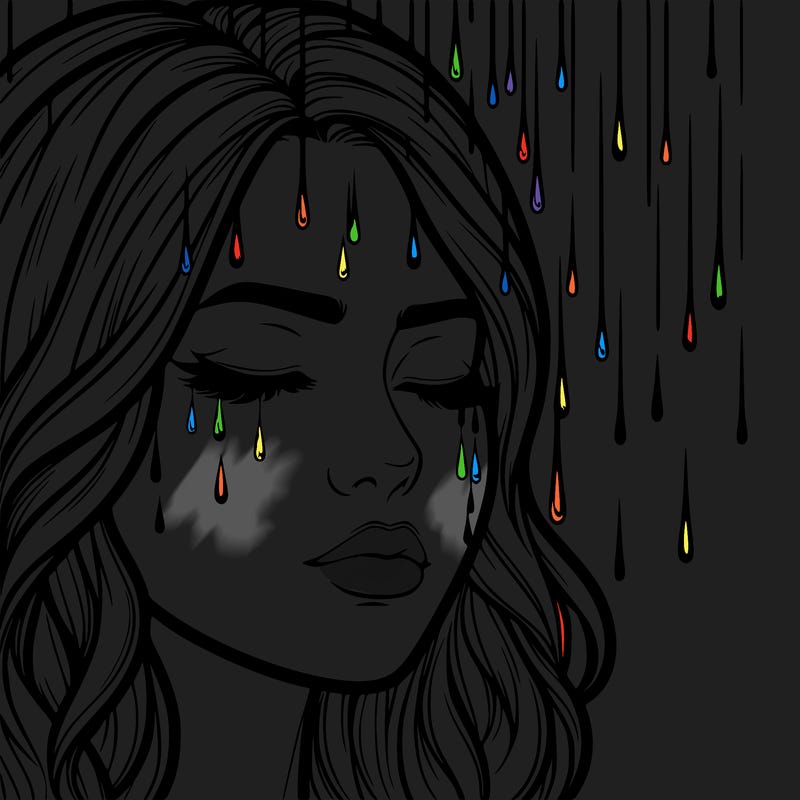 rain going over realistic woman’s face