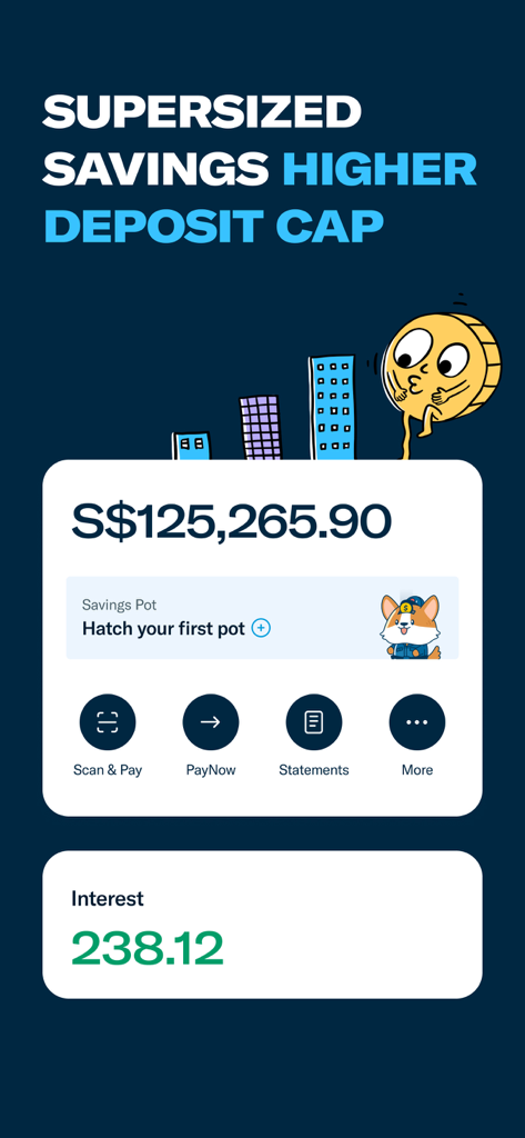 Trust Bank SG - Trust Bank SG app dashboard showing account balance and interest rewards