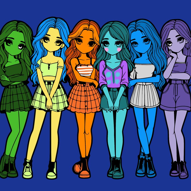 a group of girls realistic