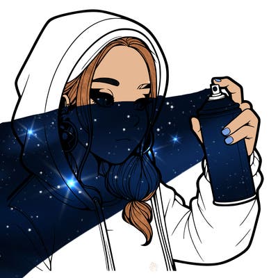 a realistic girl, spray painting