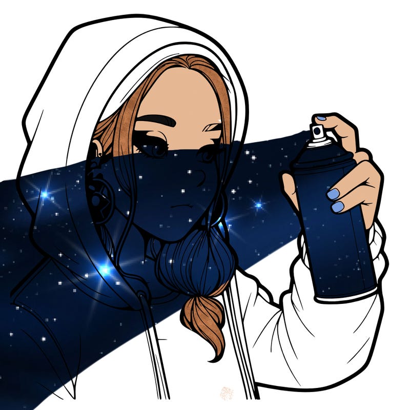 a realistic girl, spray painting