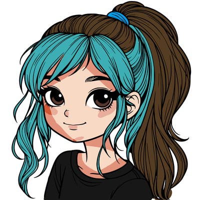 realistic girl with ponytail