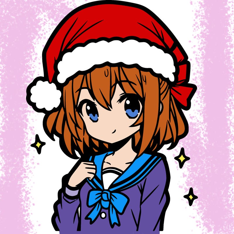 anime girl wearing a santa hat