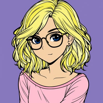 realistic girl with glasses