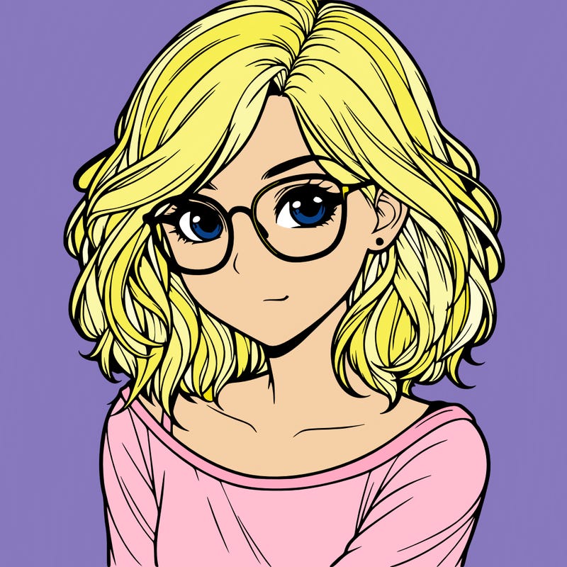 realistic girl with glasses