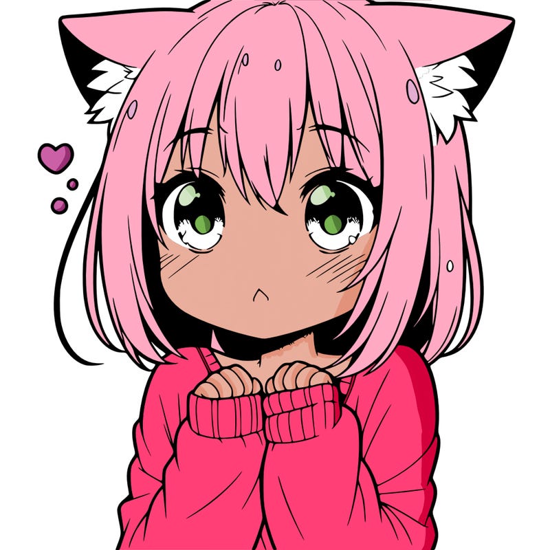 shy anime catgirl