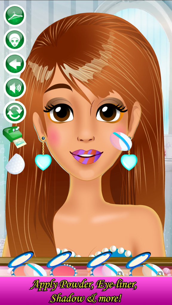 Mermaid Makeover & Salon Spa - A mermaid princess having makeup applied in the Mermaid Makeover and Salon Spa mobile game