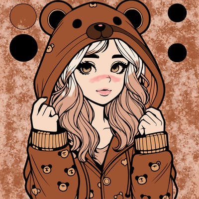 realistic girl in a animal pjs hoodie