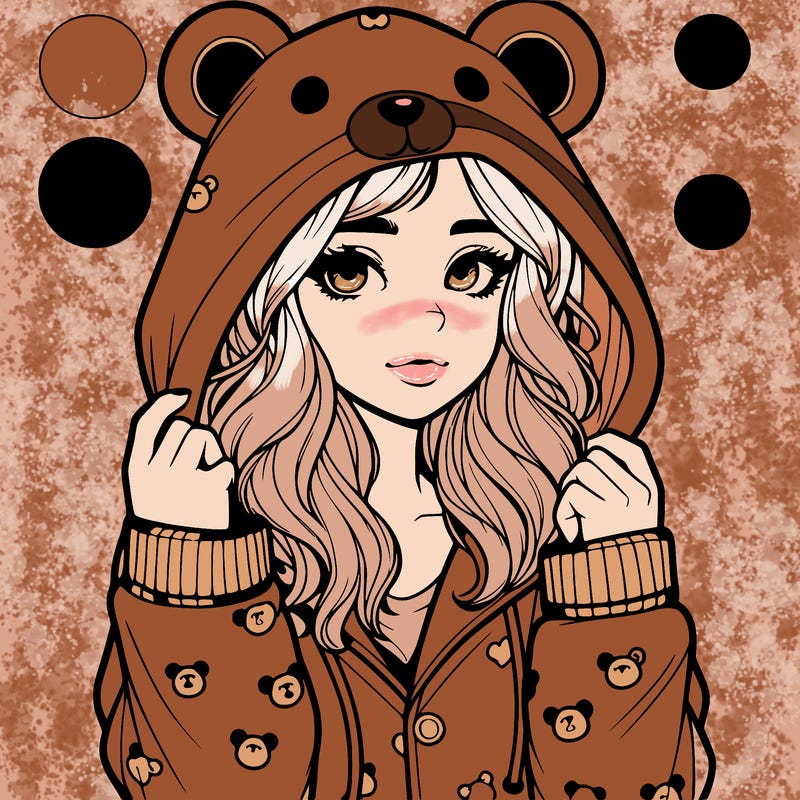 realistic girl in a animal pjs hoodie
