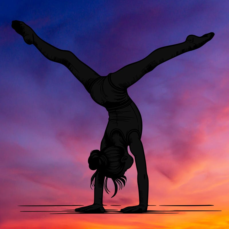realistic gymnastic hand stand girl in four splits