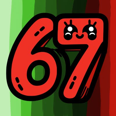the numbers 67